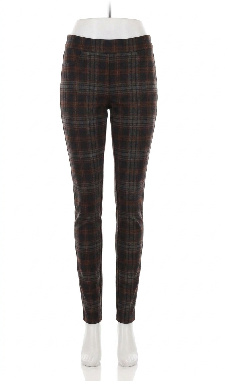 NEW FDJ cailin pull on slim leg pant in clay plaid